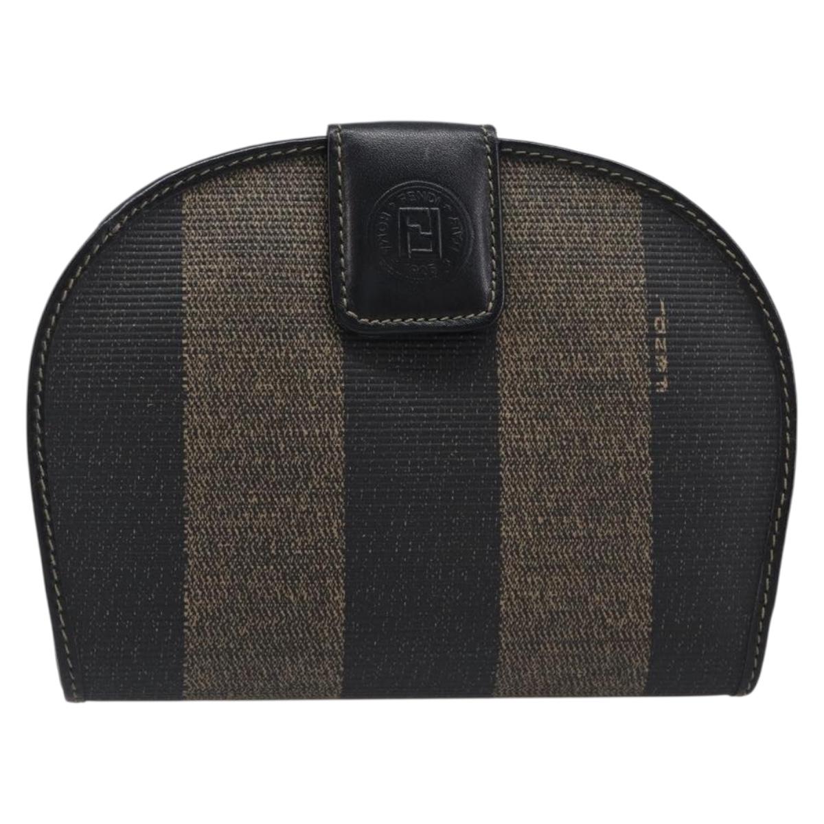 FENDI Pecan Compact Wallet PVC Leather Brown Auth 204634V