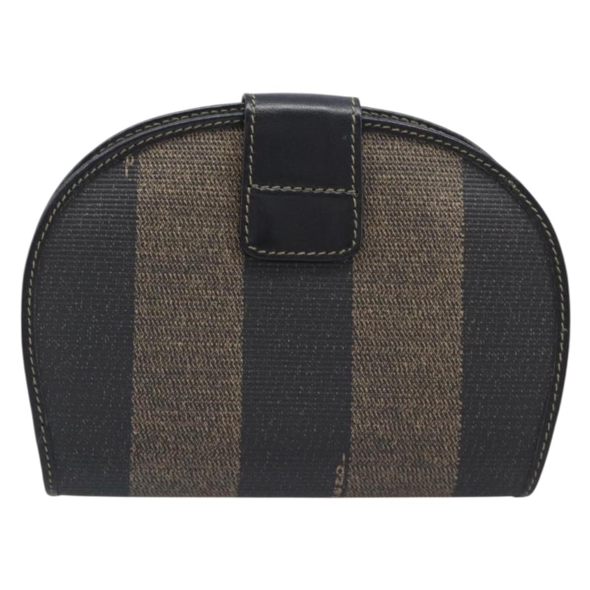 FENDI Pecan Compact Wallet PVC Leather Brown Auth 204634V