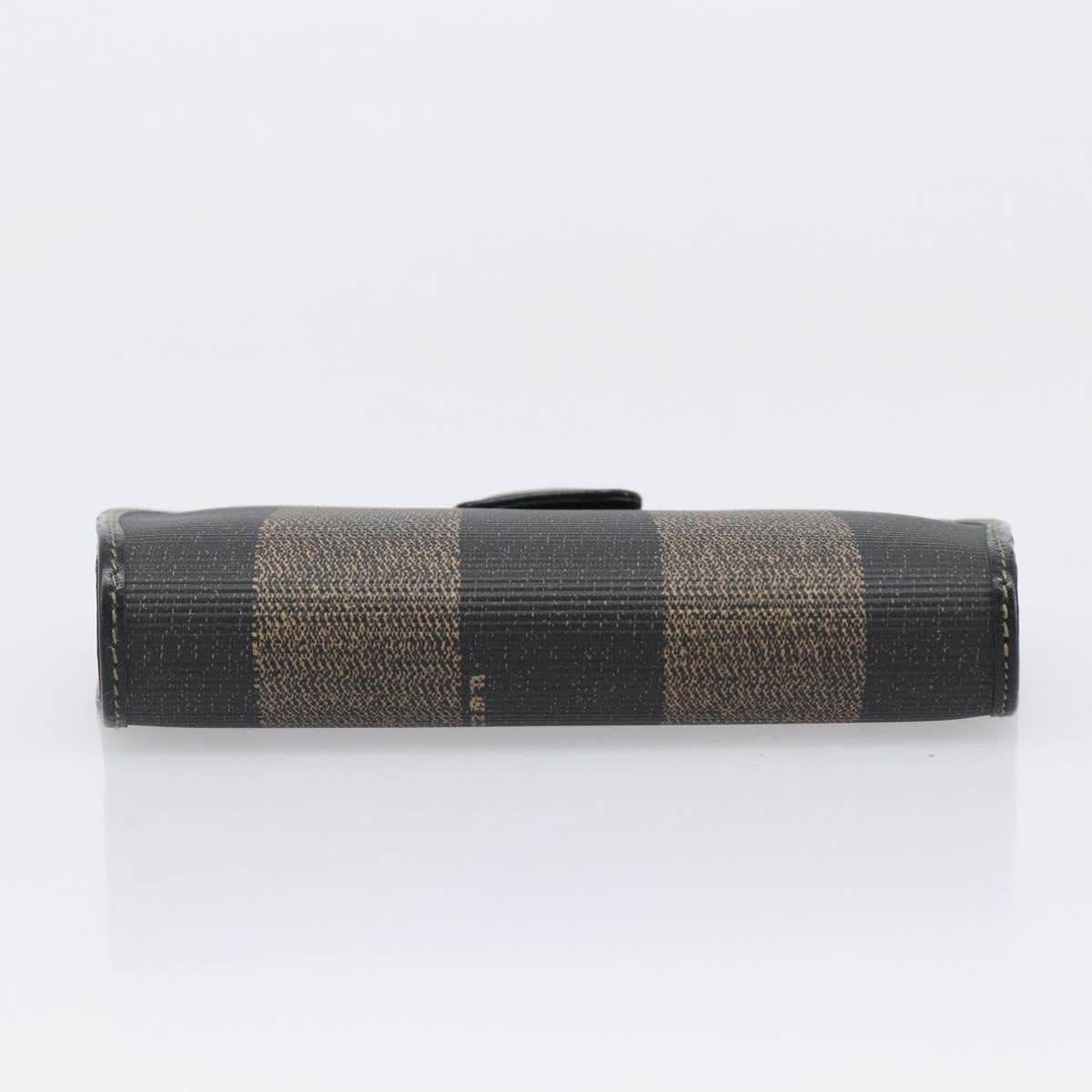 FENDI Pecan Compact Wallet PVC Leather Brown Auth 204634V