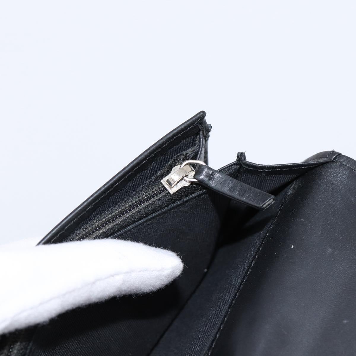 CHANEL Matelasse Long Wallet Patent Leather Black Silver CC Auth 204635