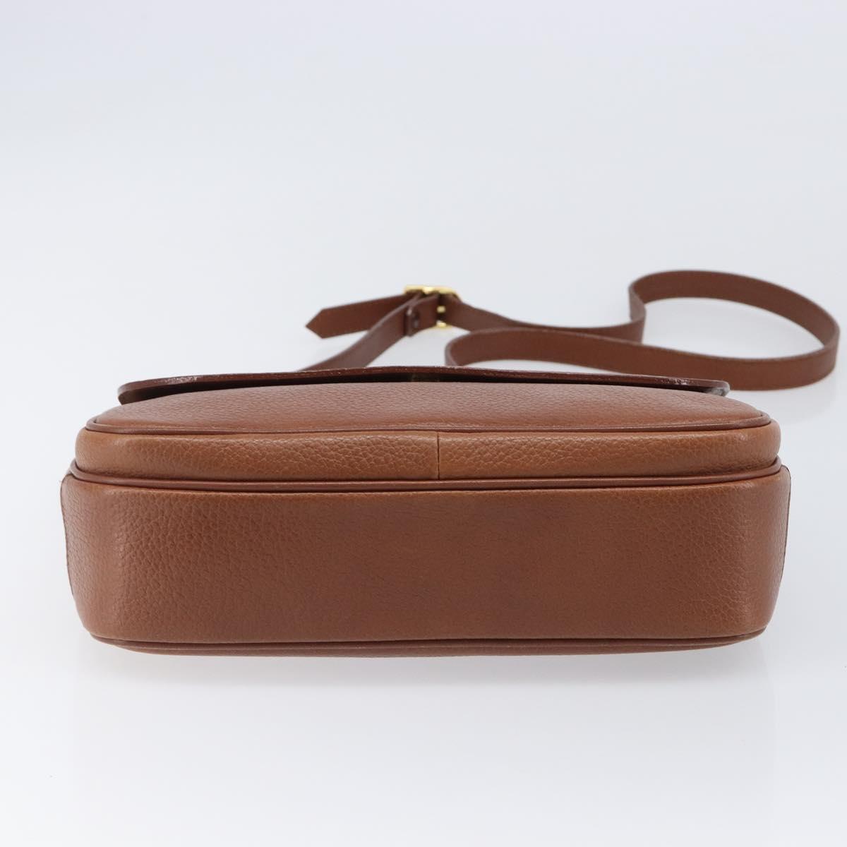 Burberrys Shoulder Bag Leather Brown Gold Tone Auth 204636