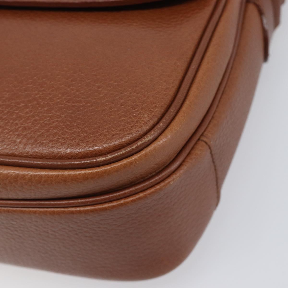 Burberrys Shoulder Bag Leather Brown Gold Tone Auth 204636