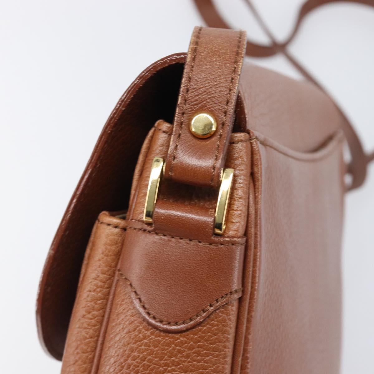 Burberrys Shoulder Bag Leather Brown Gold Tone Auth 204636