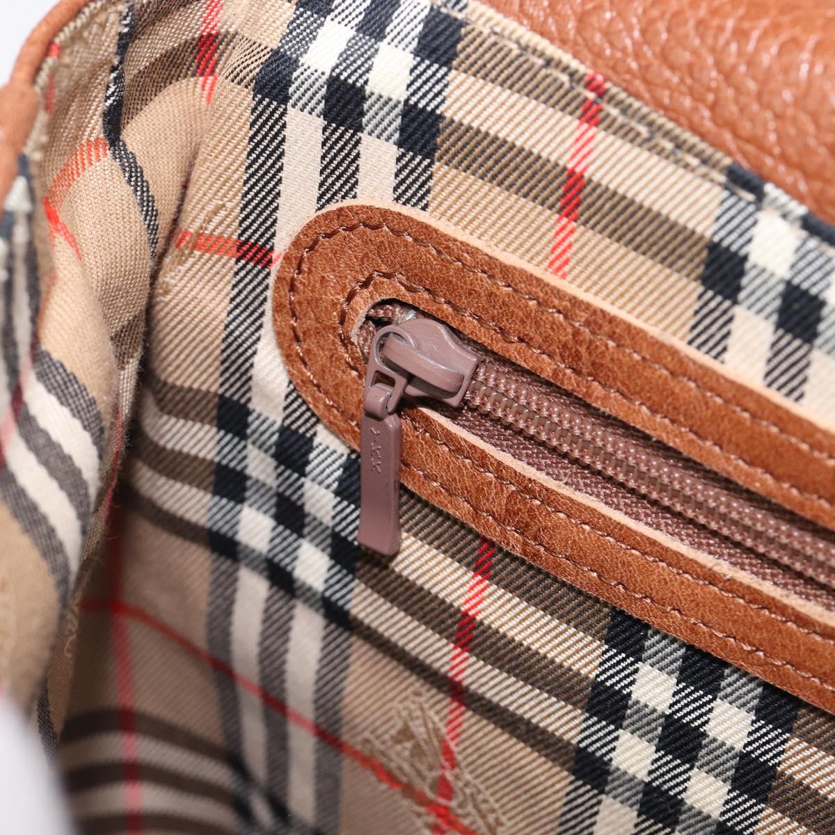 Burberrys Shoulder Bag Leather Brown Gold Tone Auth 204636