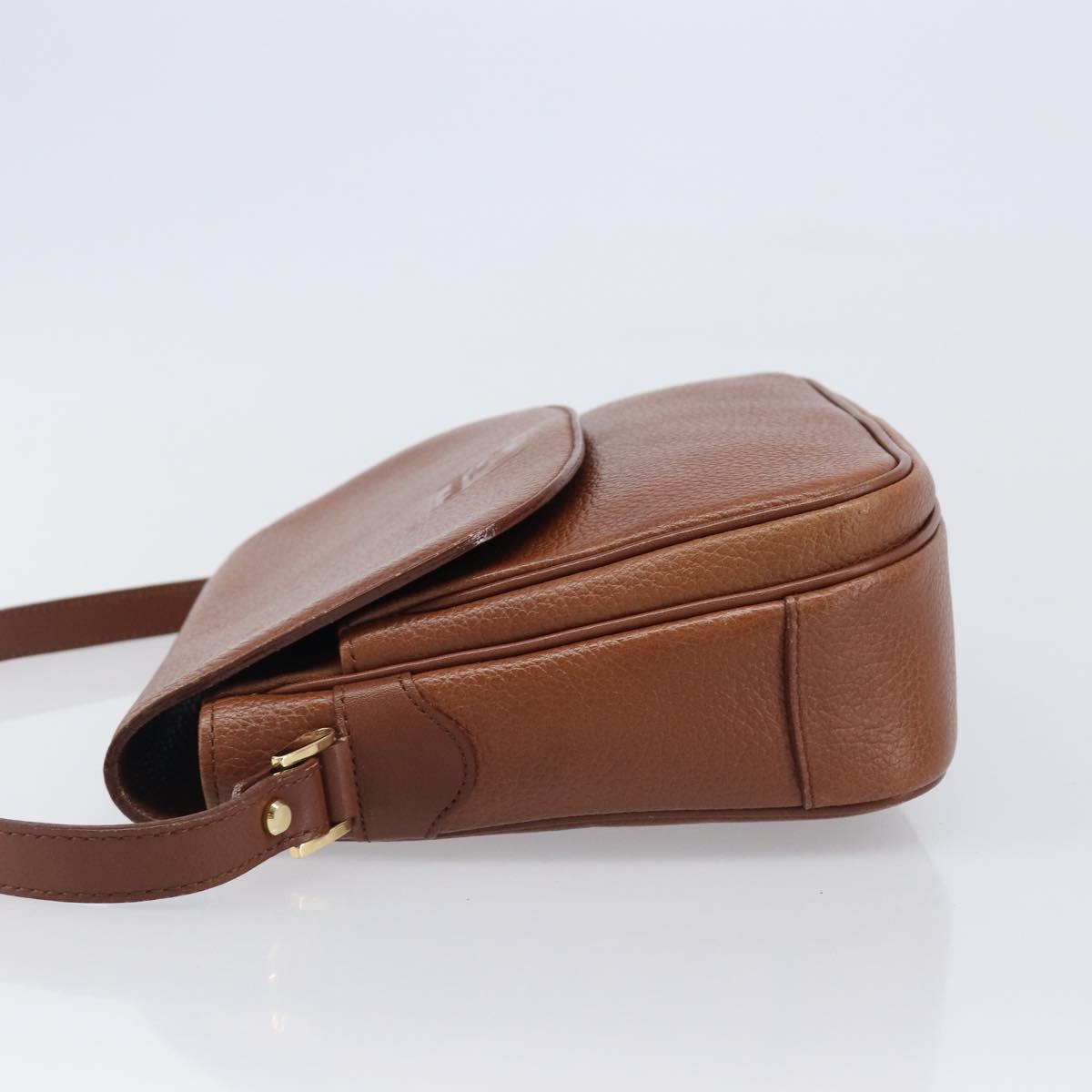 Burberrys Shoulder Bag Leather Brown Gold Tone Auth 204636