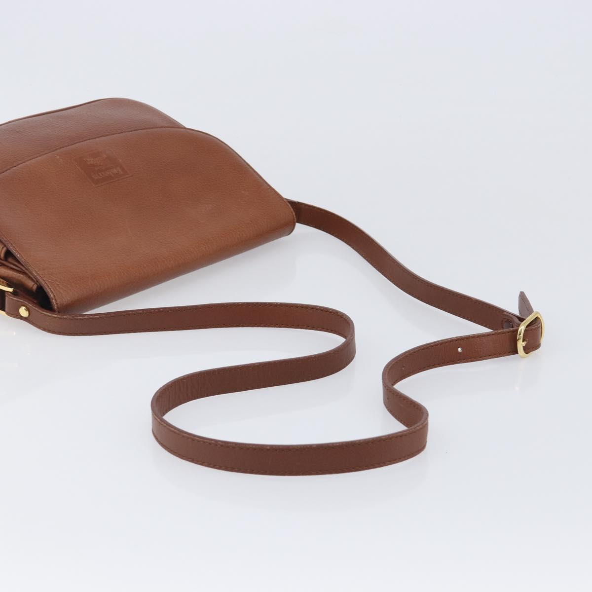 Burberrys Shoulder Bag Leather Brown Gold Tone Auth 204636