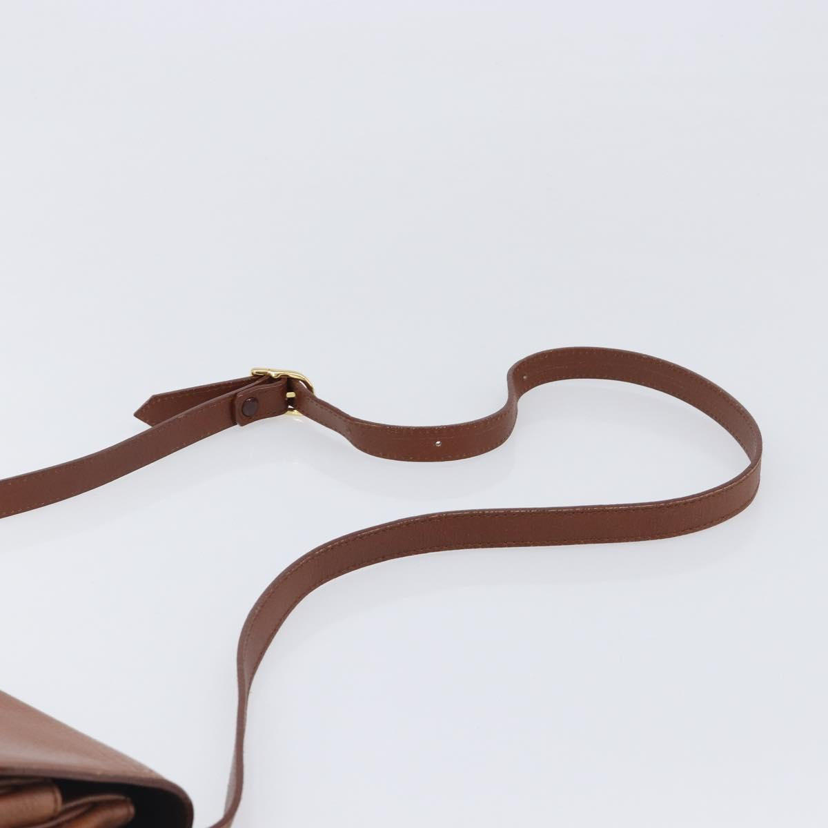 Burberrys Shoulder Bag Leather Brown Gold Tone Auth 204636