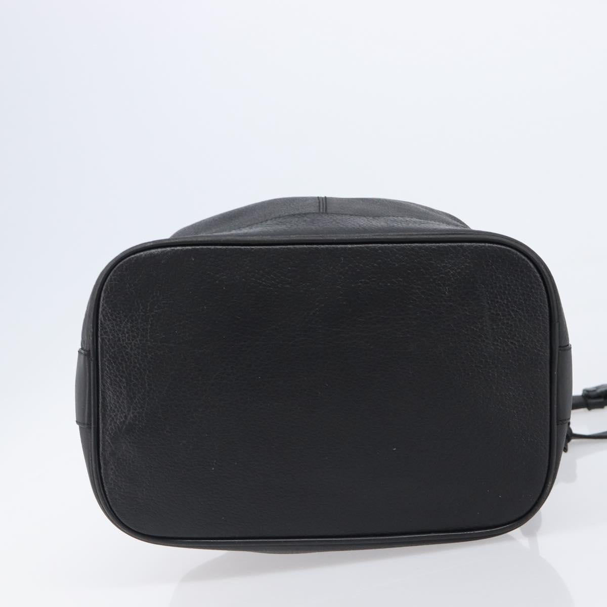 Burberrys Shoulder Bag Leather Black Gold Tone Auth 204637A