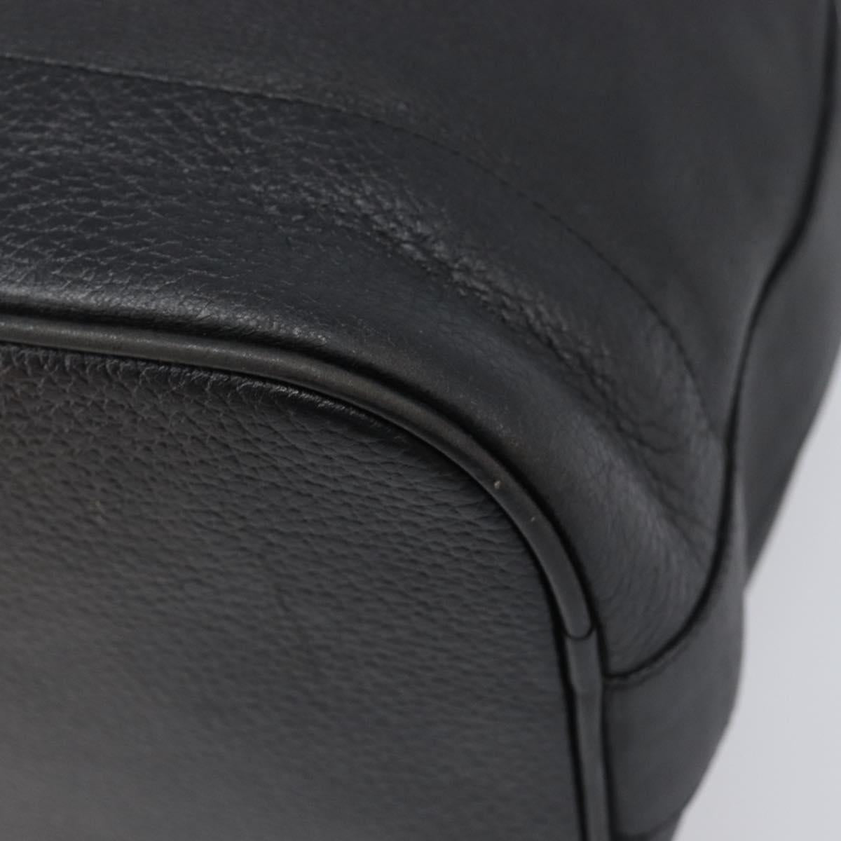 Burberrys Shoulder Bag Leather Black Gold Tone Auth 204637A