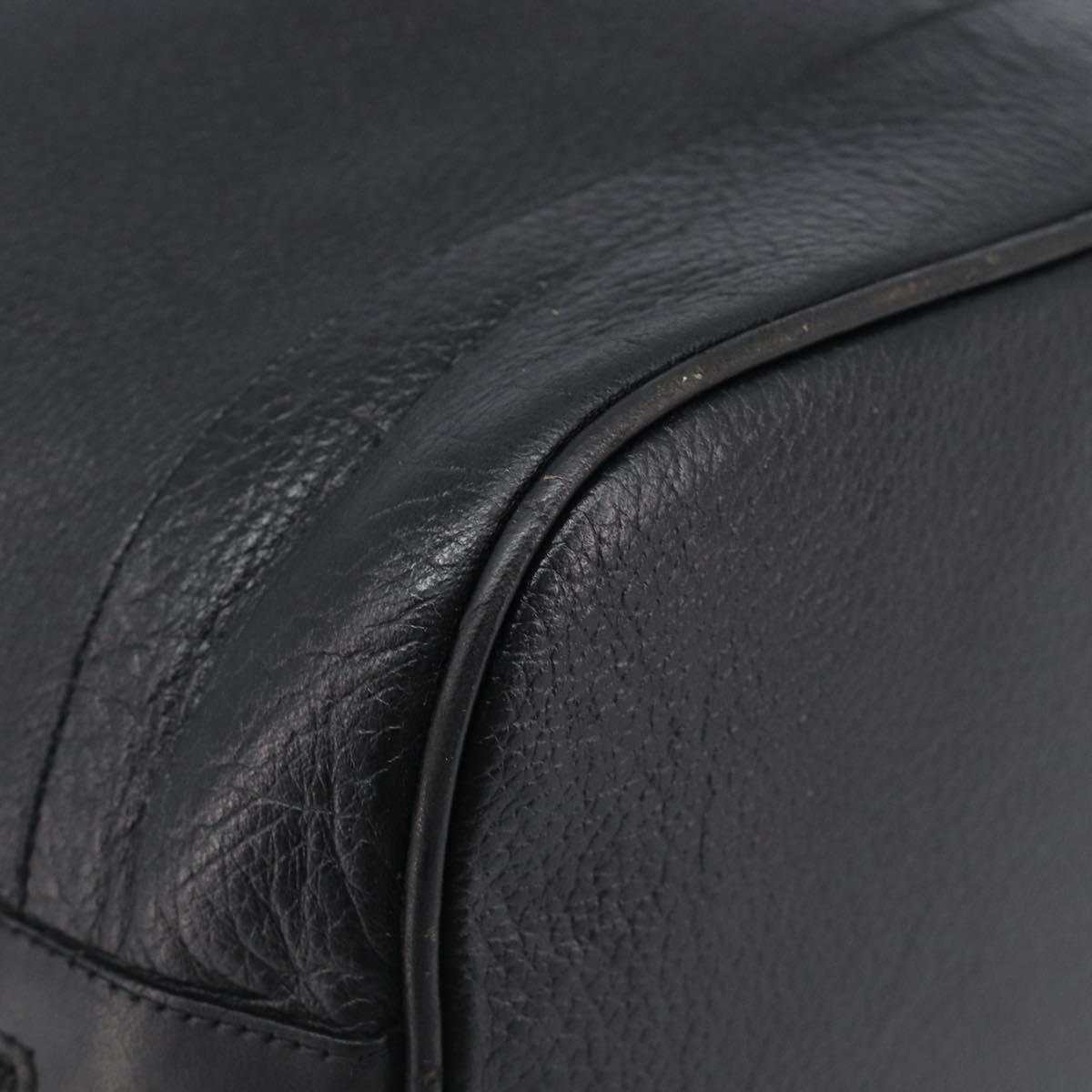 Burberrys Shoulder Bag Leather Black Gold Tone Auth 204637A