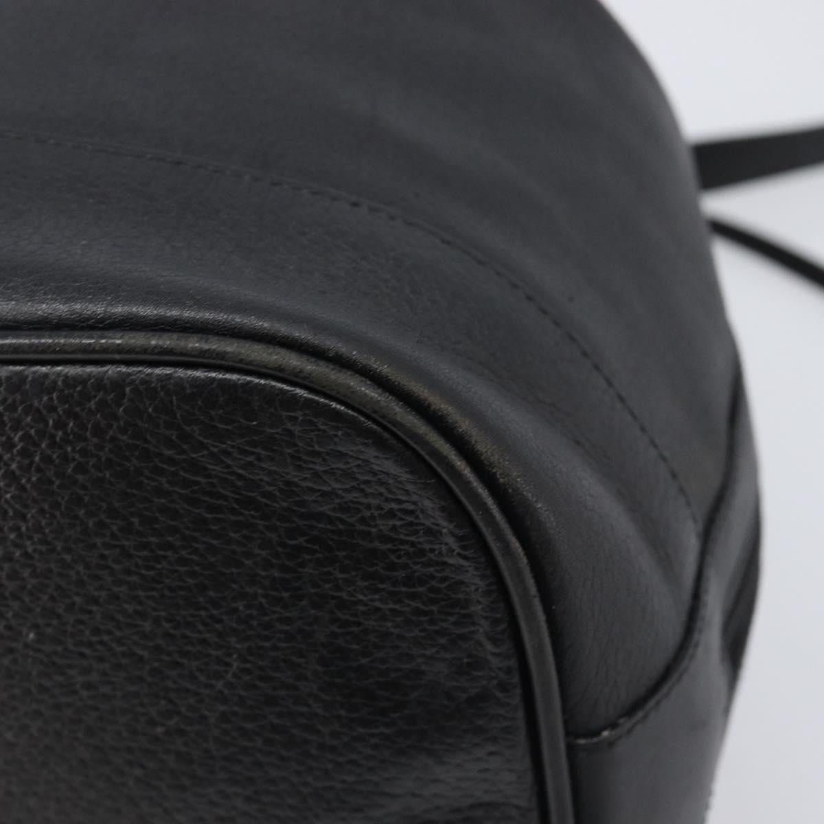 Burberrys Shoulder Bag Leather Black Gold Tone Auth 204637A