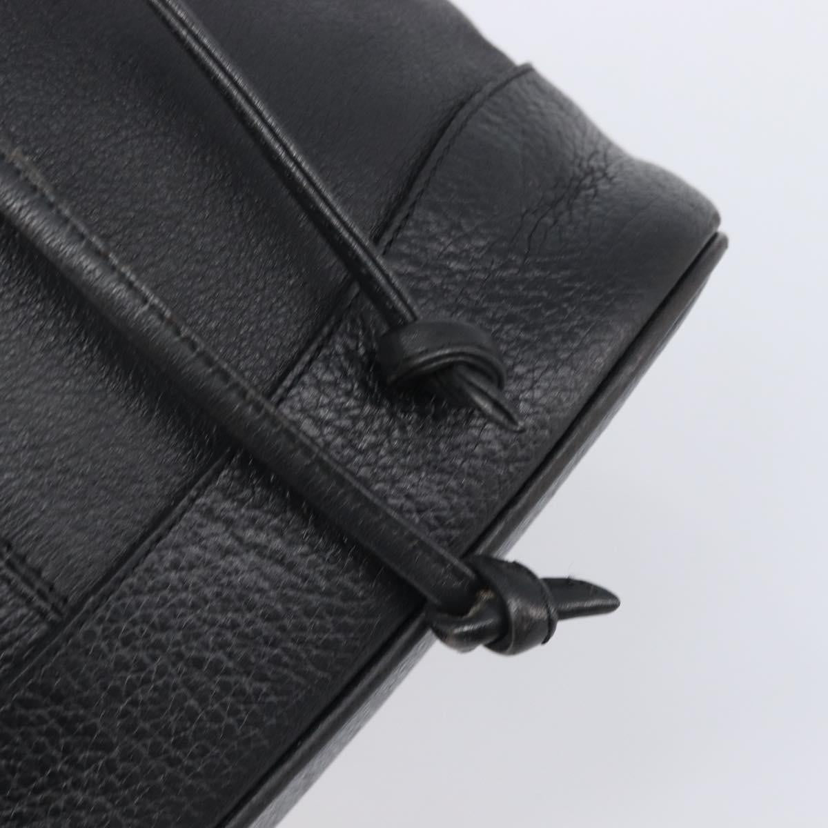 Burberrys Shoulder Bag Leather Black Gold Tone Auth 204637A