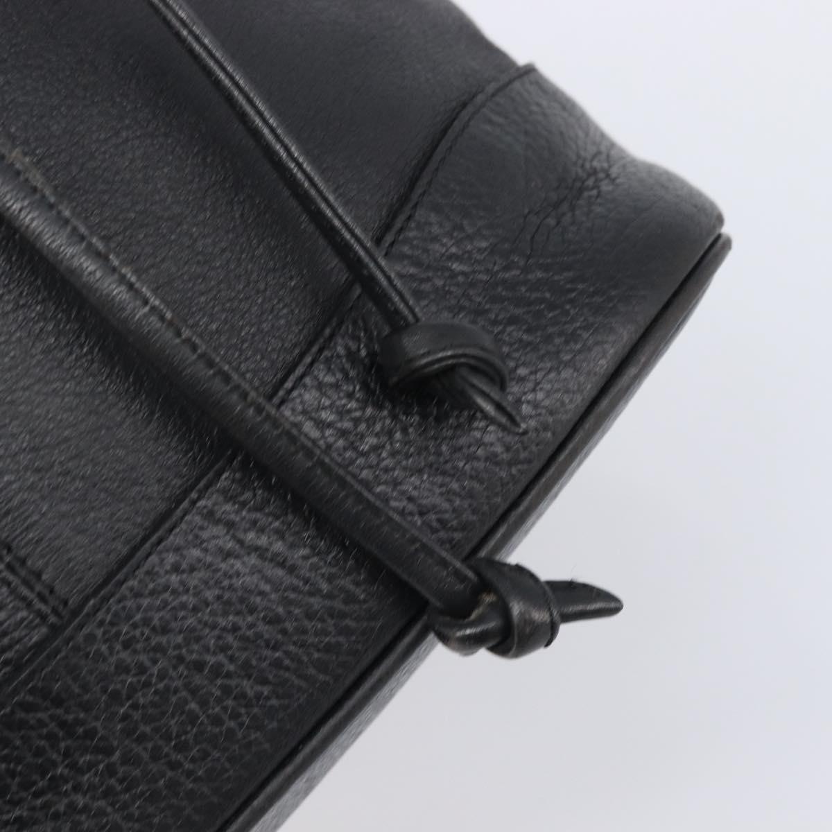 Burberrys Shoulder Bag Leather Black Gold Tone Auth 204637A