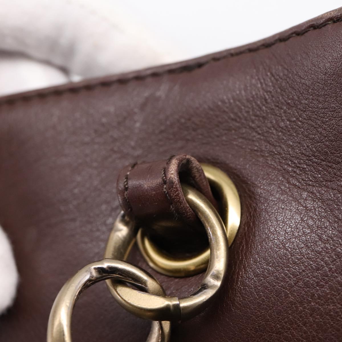CHANEL Tote Bag Leather Brown Gold Tone CC Auth 204638V