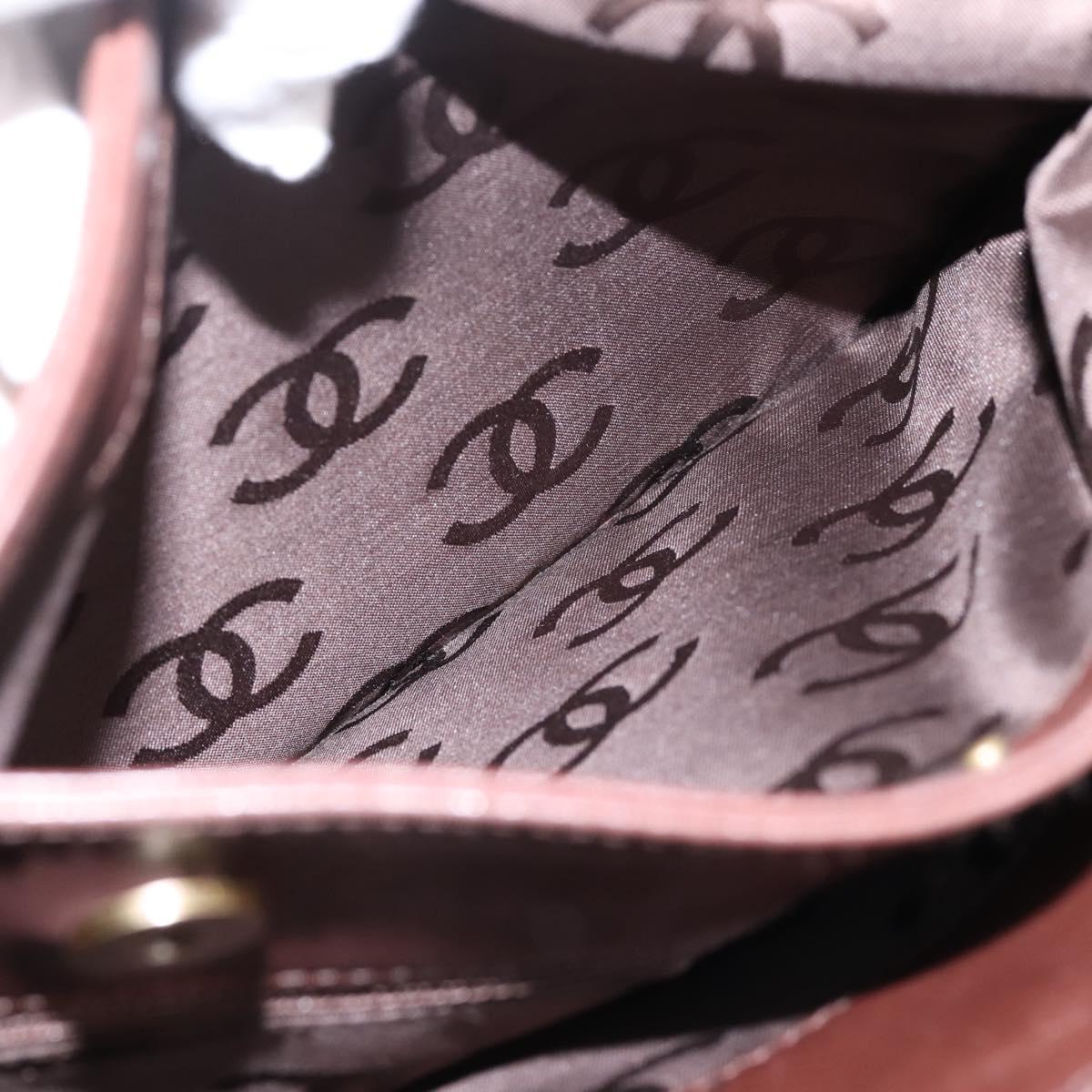 CHANEL Tote Bag Leather Brown Gold Tone CC Auth 204638V