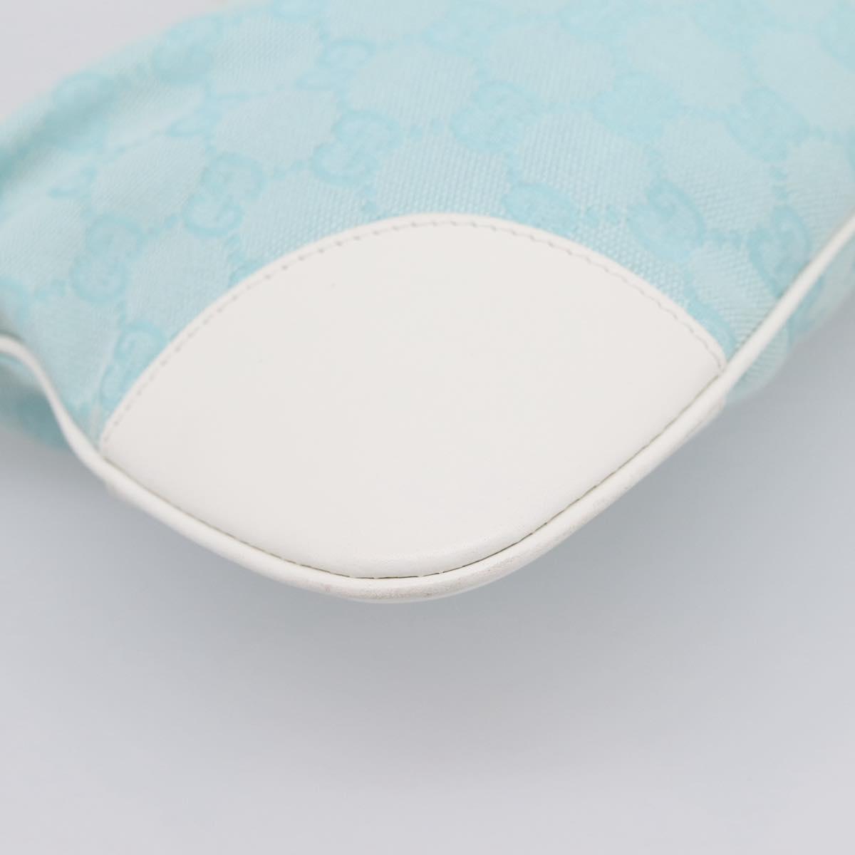 GUCCI GG Canvas Jackie Shoulder Bag Light Blue Gold Tone 001 4057 Auth 204640V