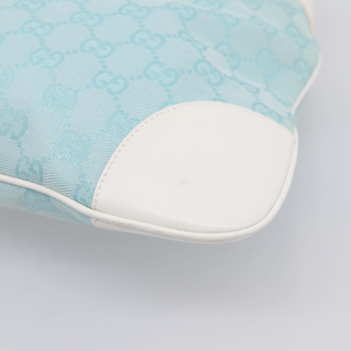 GUCCI GG Canvas Jackie Shoulder Bag Light Blue Gold Tone 001 4057 Auth 204640V