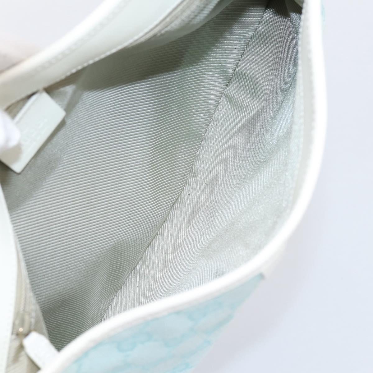 GUCCI GG Canvas Jackie Shoulder Bag Light Blue Gold Tone 001 4057 Auth 204640V