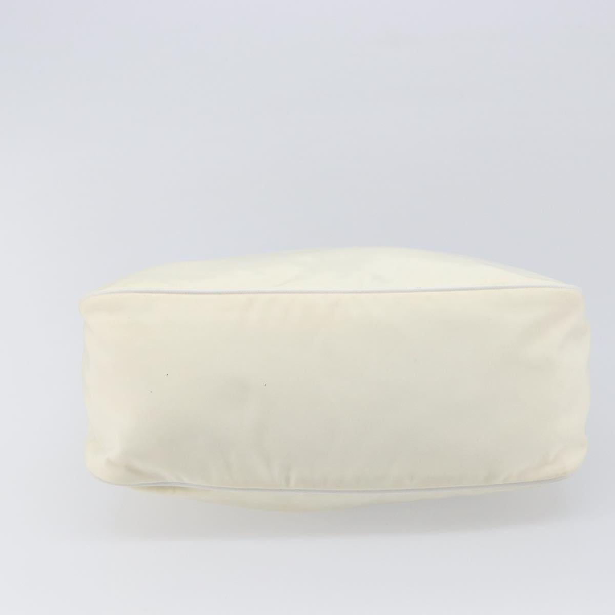 PRADA Shoulder Bag Nylon Ivory Silver Auth 204641A
