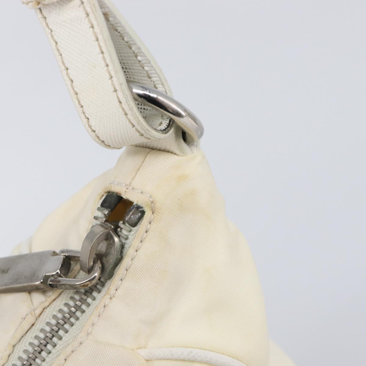 PRADA Shoulder Bag Nylon Ivory Silver Auth 204641A