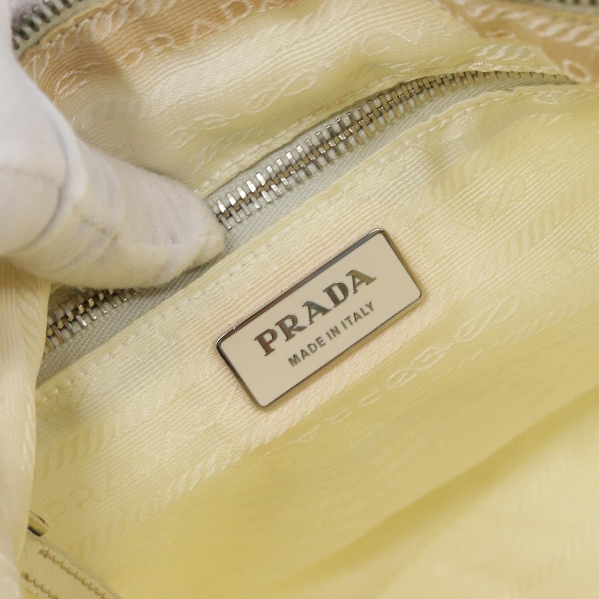 PRADA Shoulder Bag Nylon Ivory Silver Auth 204641A