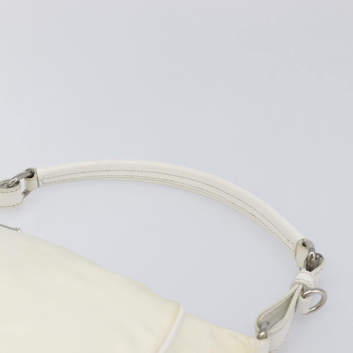 PRADA Shoulder Bag Nylon Ivory Silver Auth 204641A