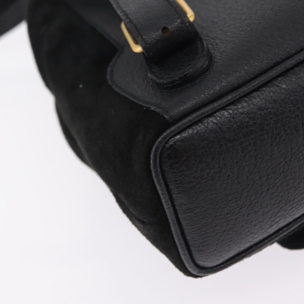GUCCI Bamboo Backpack Suede Black Gold Tone 003 1705 0030 Auth 204642A