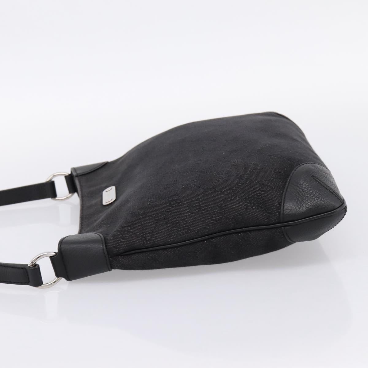 GUCCI GG Canvas Shoulder Bag Outlet Black Silver 196140 Auth 204643V