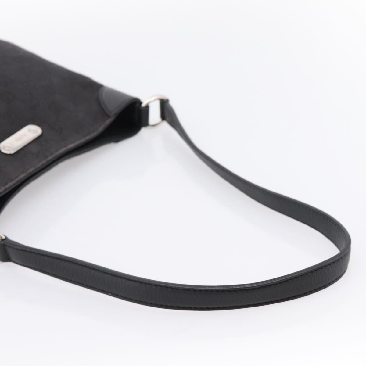 GUCCI GG Canvas Shoulder Bag Outlet Black Silver 196140 Auth 204643V