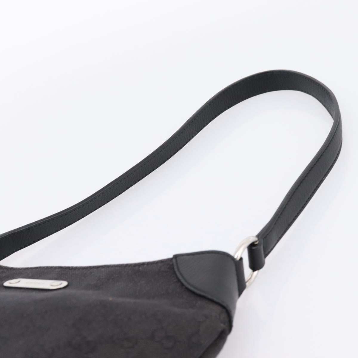 GUCCI GG Canvas Shoulder Bag Outlet Black Silver 196140 Auth 204643V