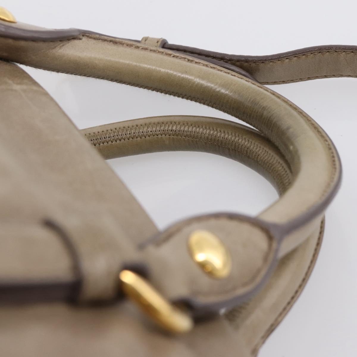 Miu Miu Vitellolux Hand Bag Leather 2way Beige Gold Tone Auth 204644V