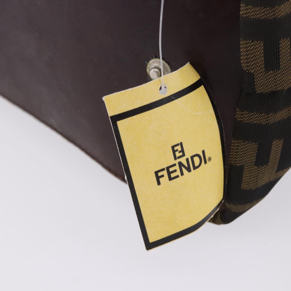 FENDI Zucca Canvas Hand Bag Brown Silver Auth 204645