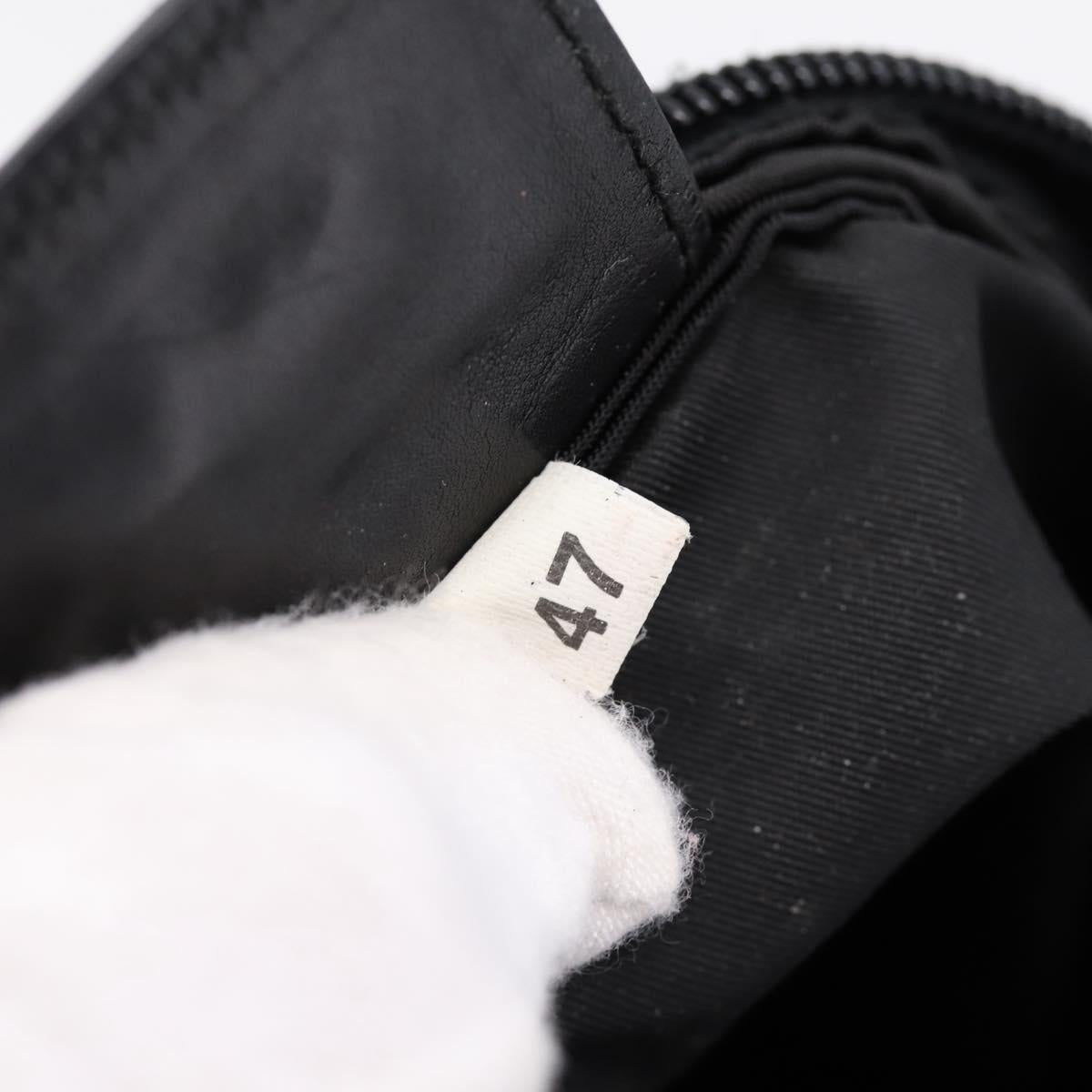 PRADA Shoulder Bag Nylon Black Silver Auth 204646A