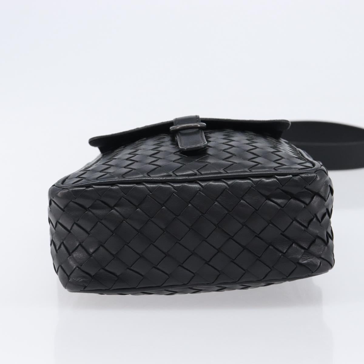 BOTTEGA VENETA INTRECCIATO Shoulder Bag Leather Black 113092 Auth 204647V