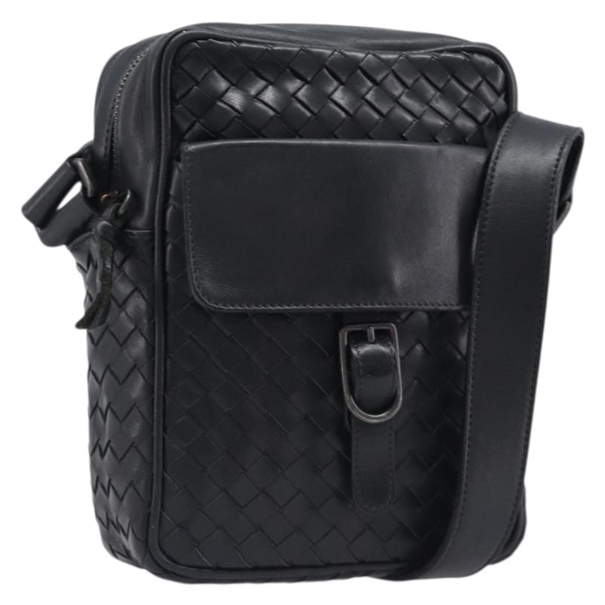 BOTTEGA VENETA INTRECCIATO Shoulder Bag Leather Black 113092 Auth 204647V