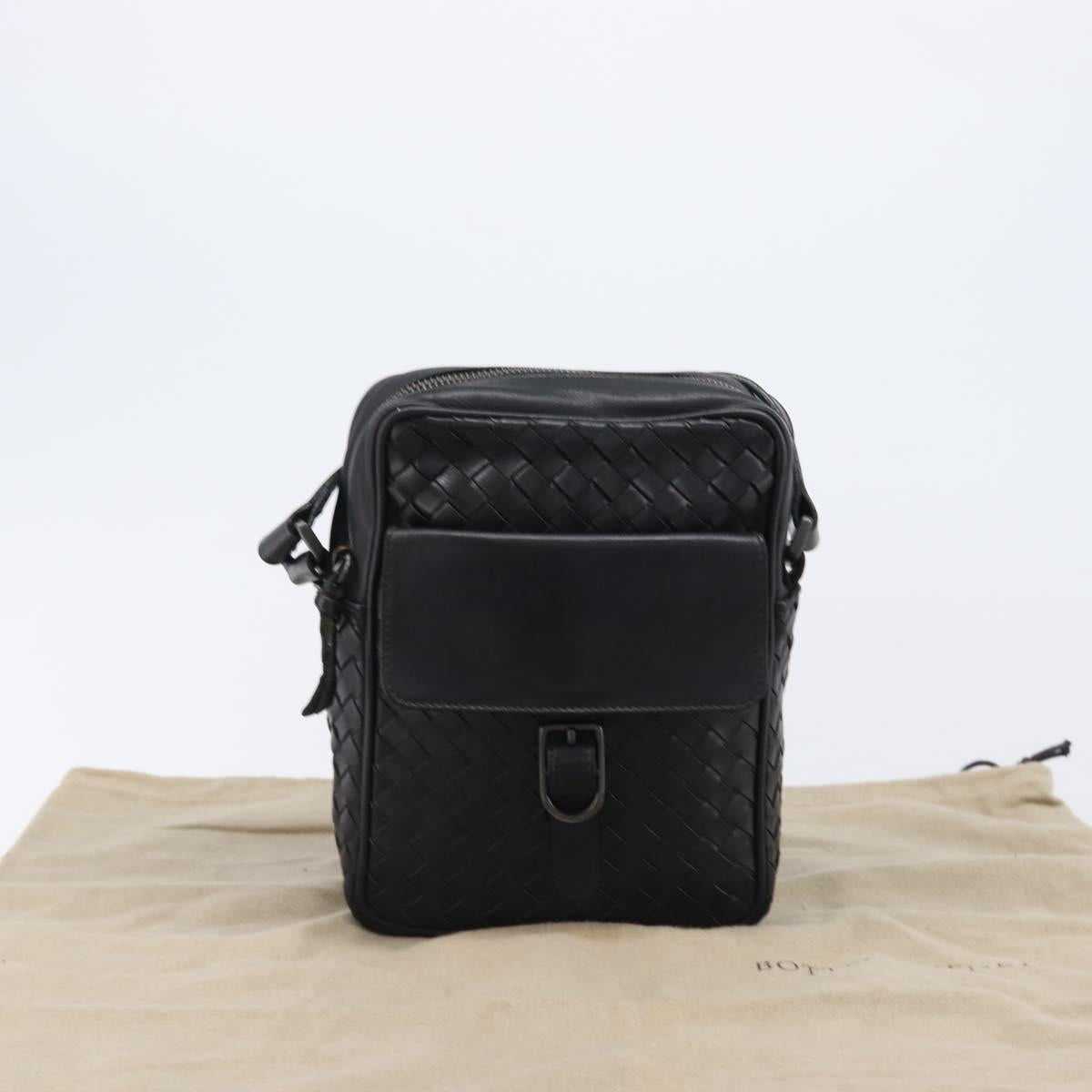 BOTTEGA VENETA INTRECCIATO Shoulder Bag Leather Black 113092 Auth 204647V