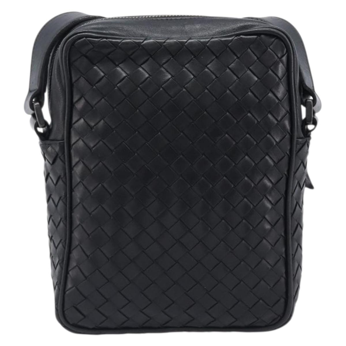 BOTTEGA VENETA INTRECCIATO Shoulder Bag Leather Black 113092 Auth 204647V
