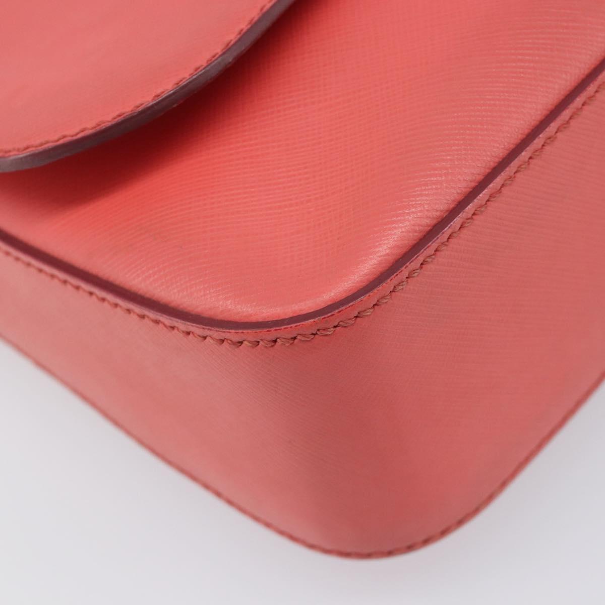 Salvatore Ferragamo Gancini Chain Shoulder Bag Leather Pink Gold Auth 204648A