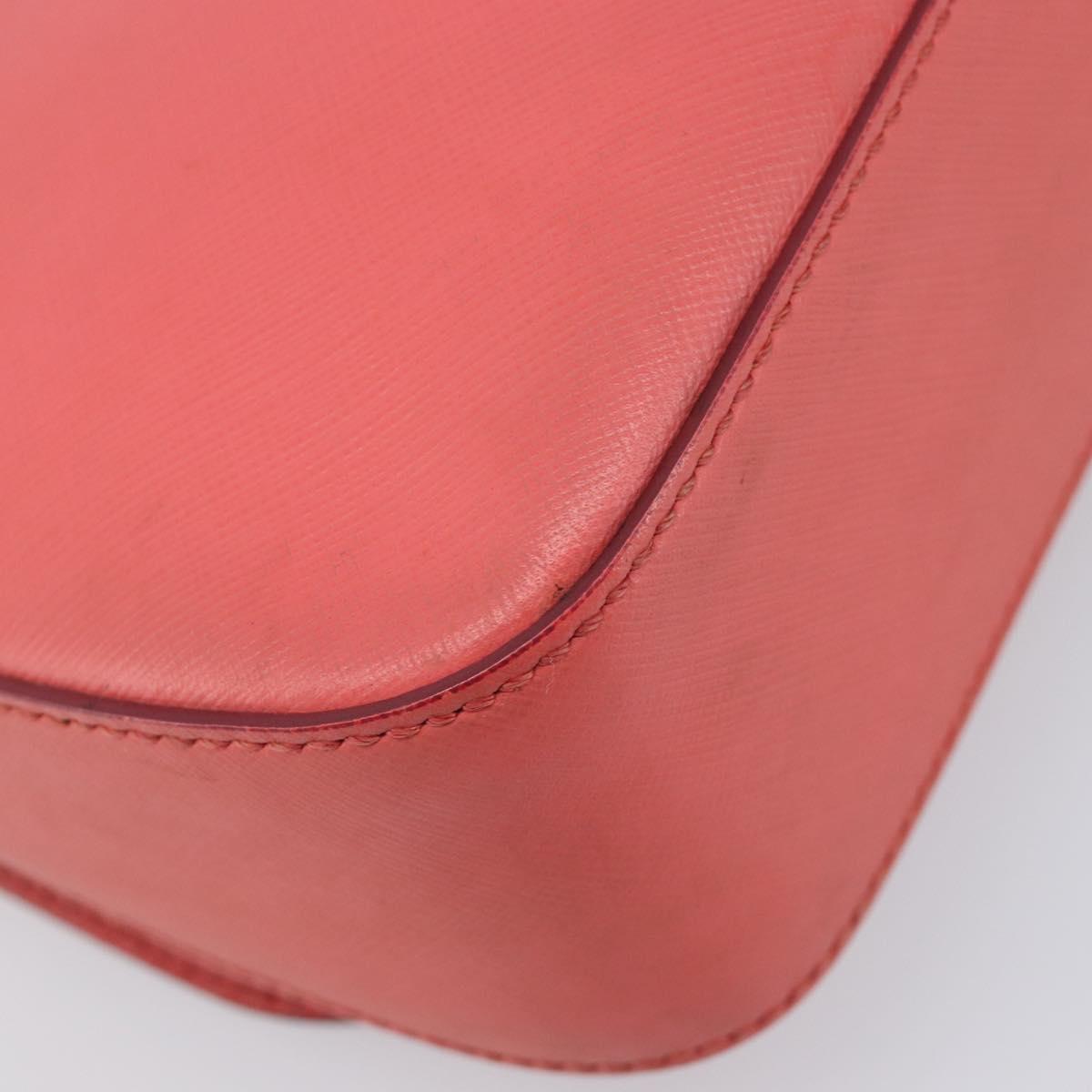 Salvatore Ferragamo Gancini Chain Shoulder Bag Leather Pink Gold Auth 204648A