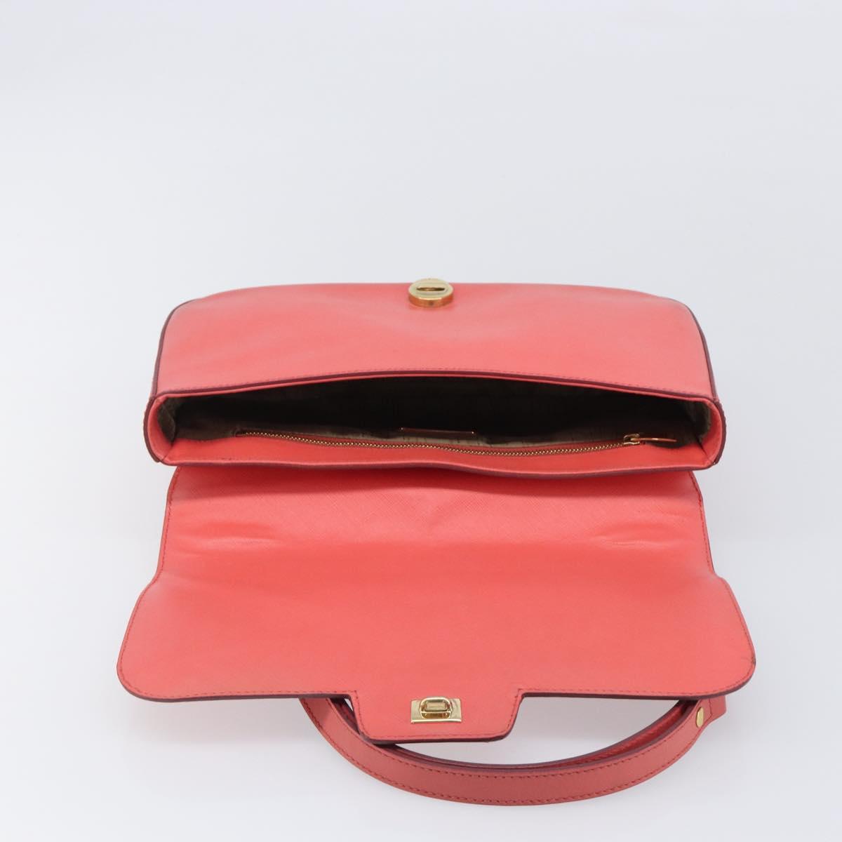 Salvatore Ferragamo Gancini Chain Shoulder Bag Leather Pink Gold Auth 204648A