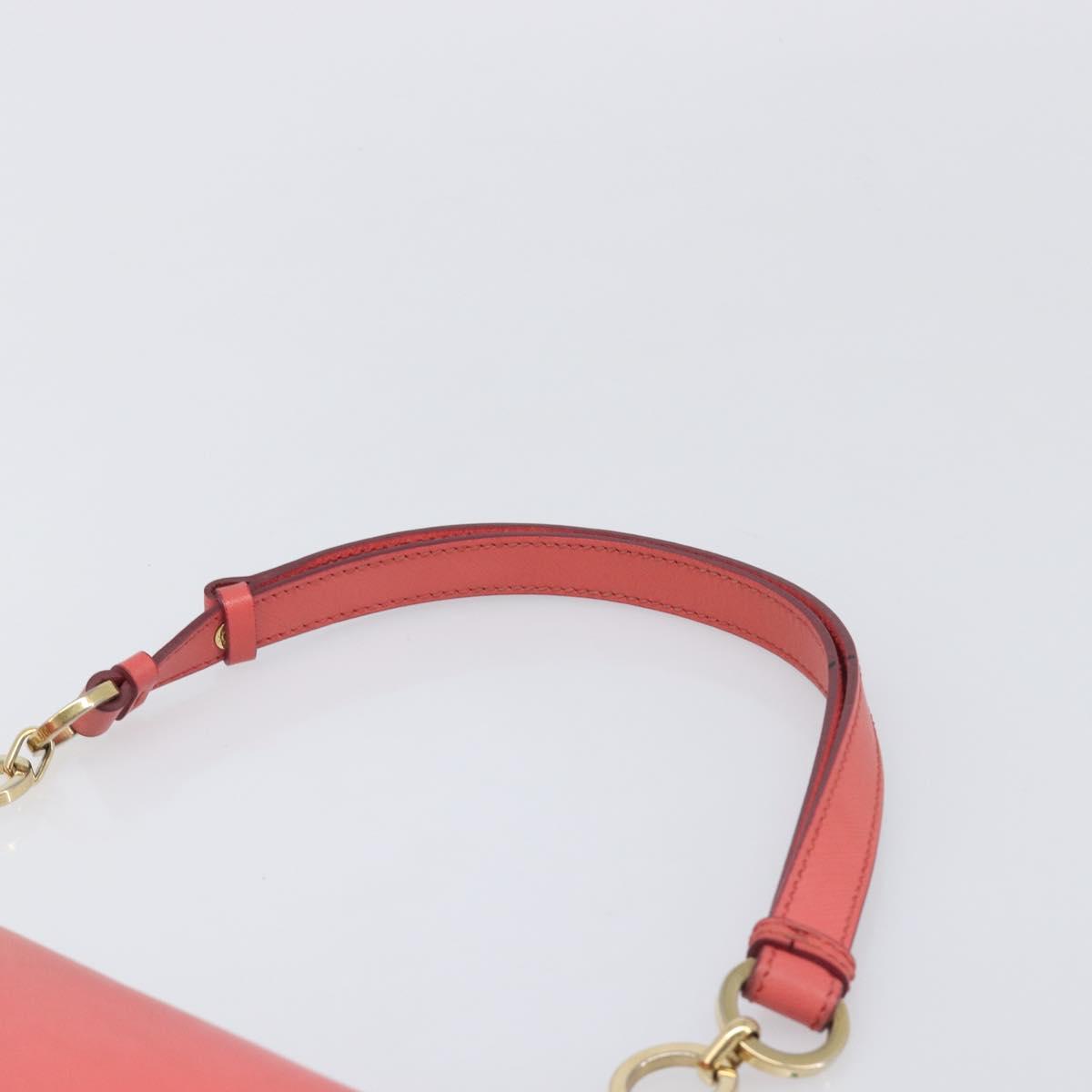 Salvatore Ferragamo Gancini Chain Shoulder Bag Leather Pink Gold Auth 204648A