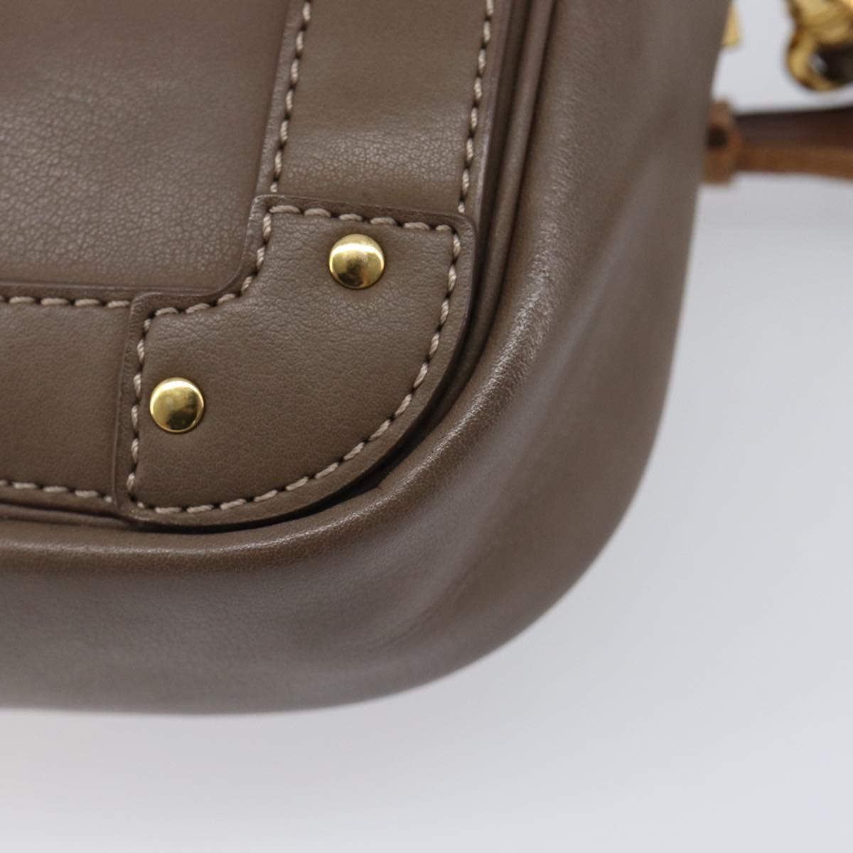 Chloe Eden Shoulder Bag Leather Beige Gold Tone Auth 204650A