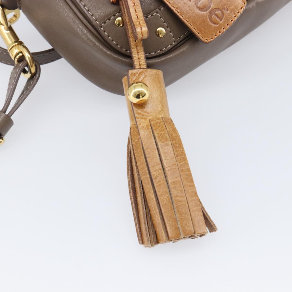 Chloe Eden Shoulder Bag Leather Beige Gold Tone Auth 204650A