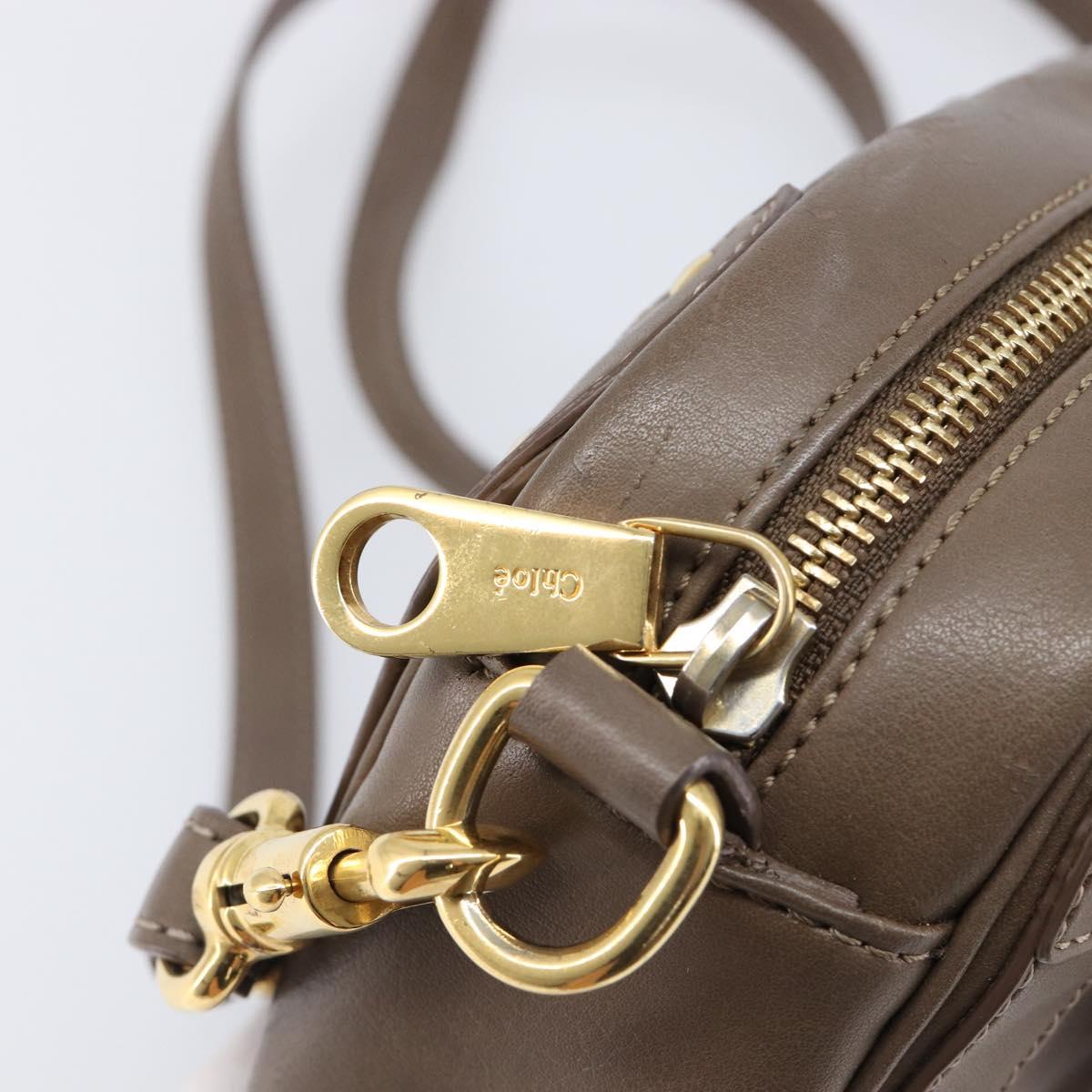 Chloe Eden Shoulder Bag Leather Beige Gold Tone Auth 204650A
