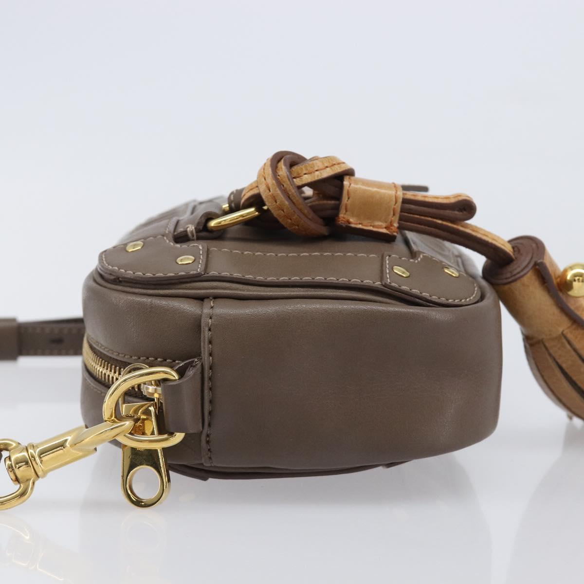 Chloe Eden Shoulder Bag Leather Beige Gold Tone Auth 204650A