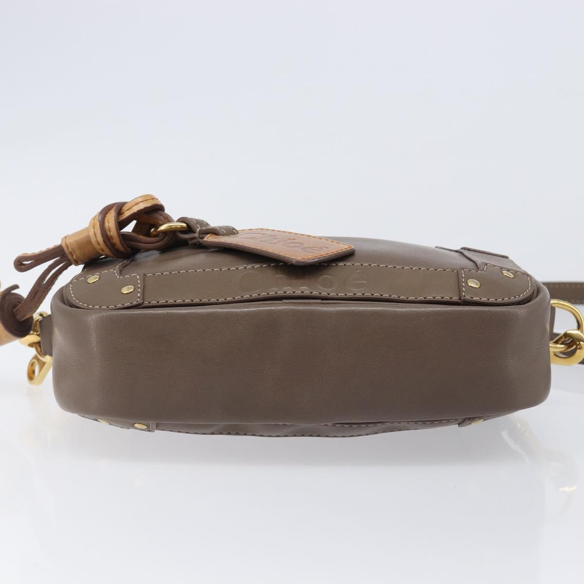 Chloe Eden Shoulder Bag Leather Beige Gold Tone Auth 204650A