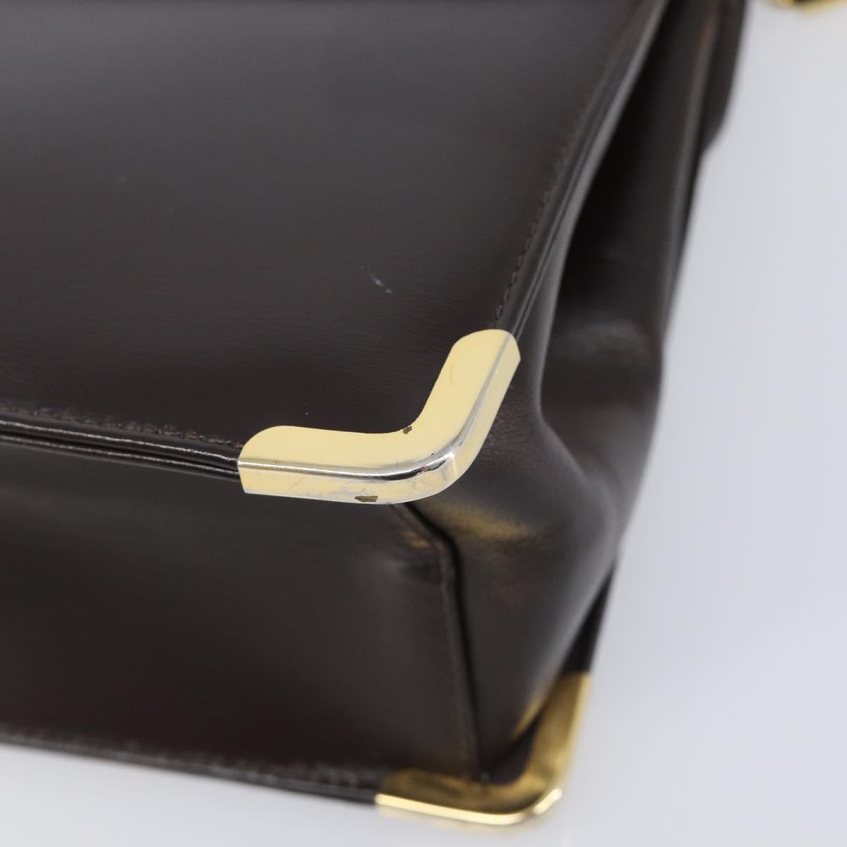 Christian Dior Shoulder Bag Calf Skin Brown Gold Tone Auth 204651A