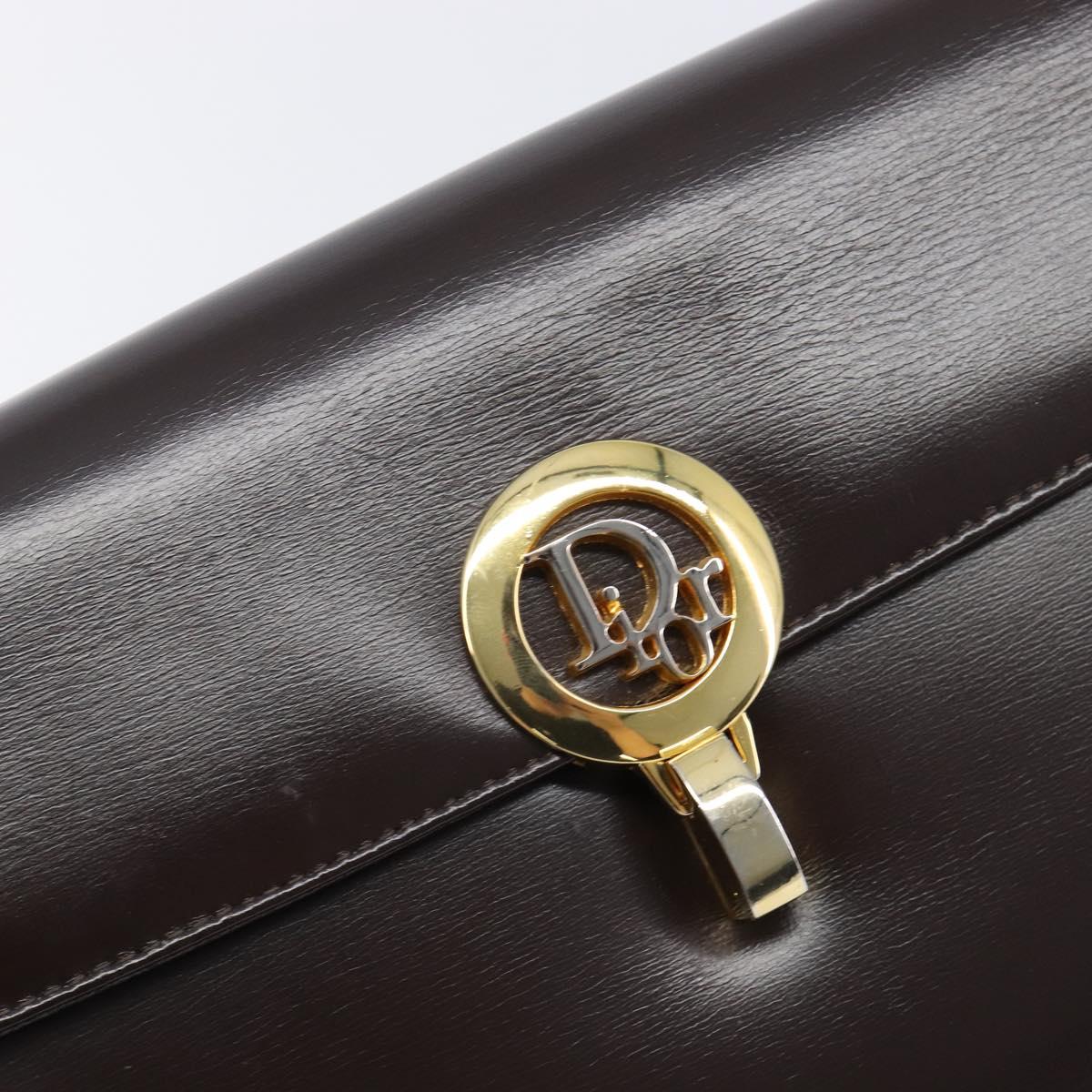 Christian Dior Shoulder Bag Calf Skin Brown Gold Tone Auth 204651A