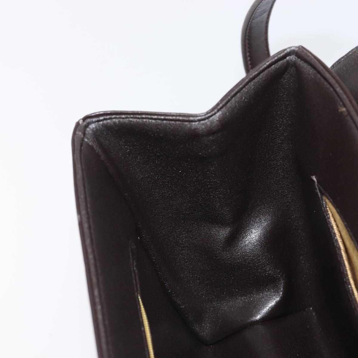 Christian Dior Shoulder Bag Calf Skin Brown Gold Tone Auth 204651A