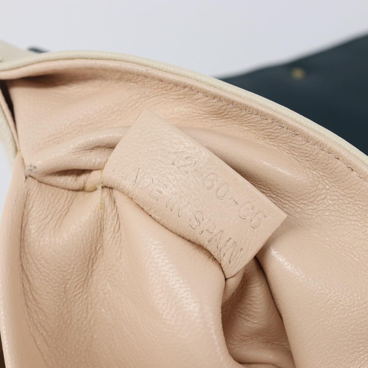 Chloe June Chain Shoulder Bag Leather White Gold Tone Auth 204652A
